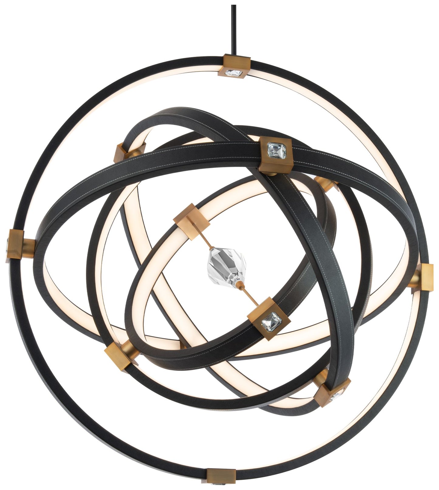 Atomic 36 1/2" Wide Black and Aged Brass LED Pendant Light