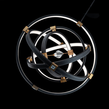 Atomic 36 1/2" Wide Black and Aged Brass LED Pendant Light