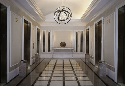 Atomic 36 1/2" Wide Black and Aged Brass LED Pendant Light