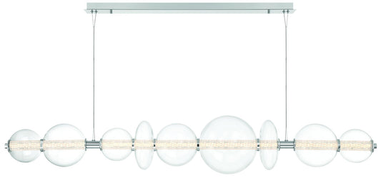 Atomo 74" LED Chandelier  Chrome With Clear Glass