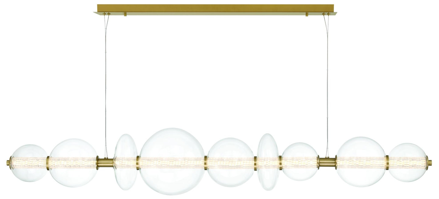 Atomo 74" LED Chandelier  Gold With Clear Glass