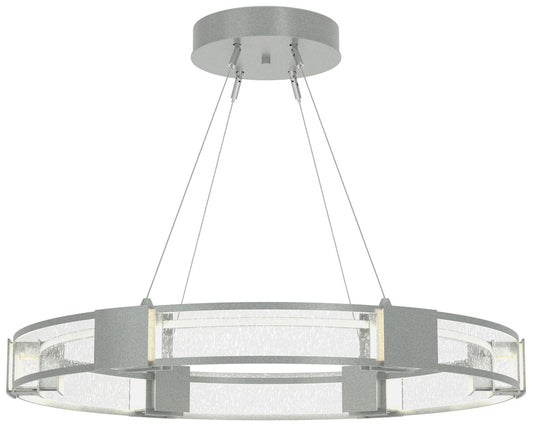 Aura Vintage Platinum Glass Pendant With Seeded Clear Glass