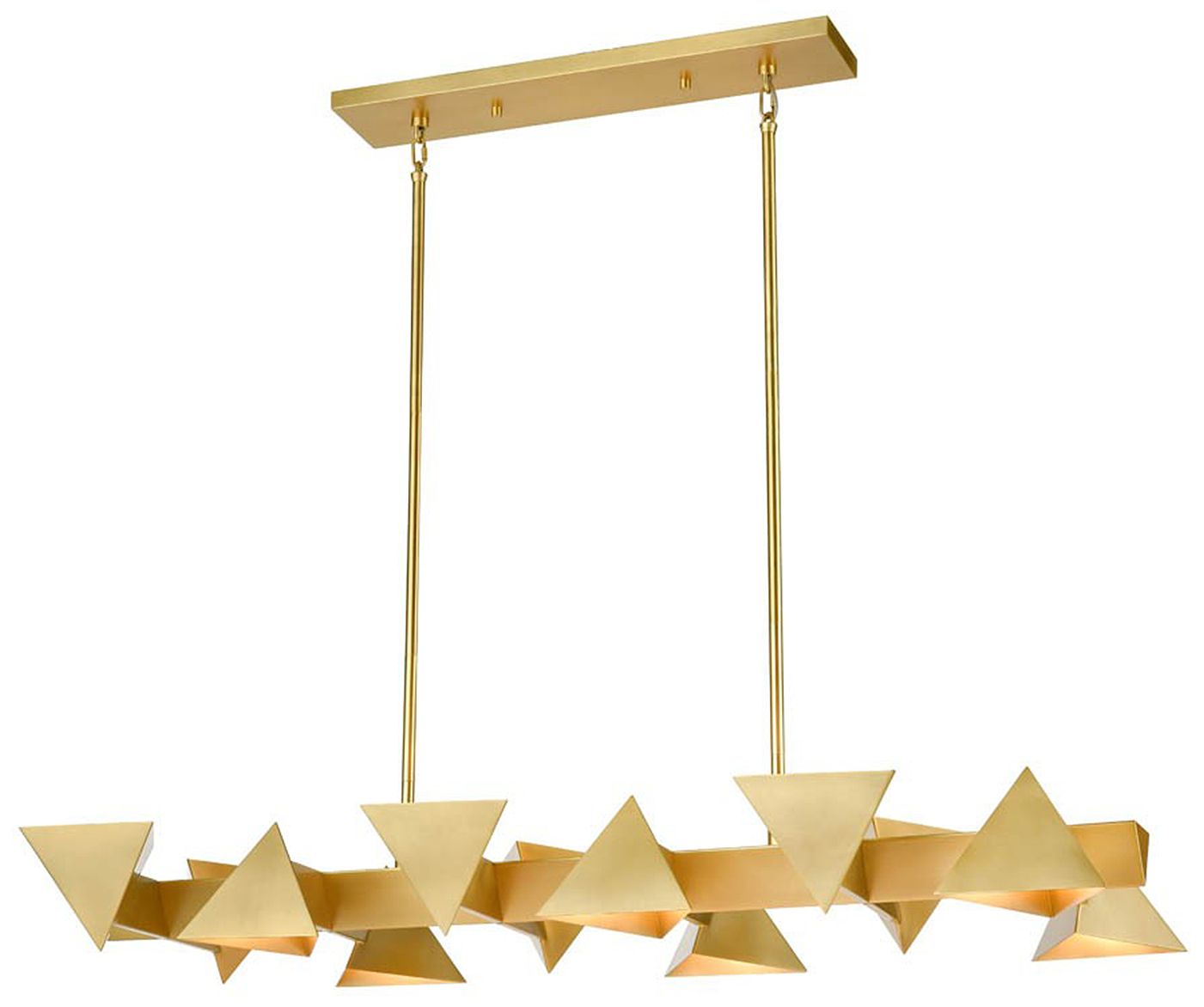 Avante 12-Light Geometric Triangular Aged Brass Linear Pendant