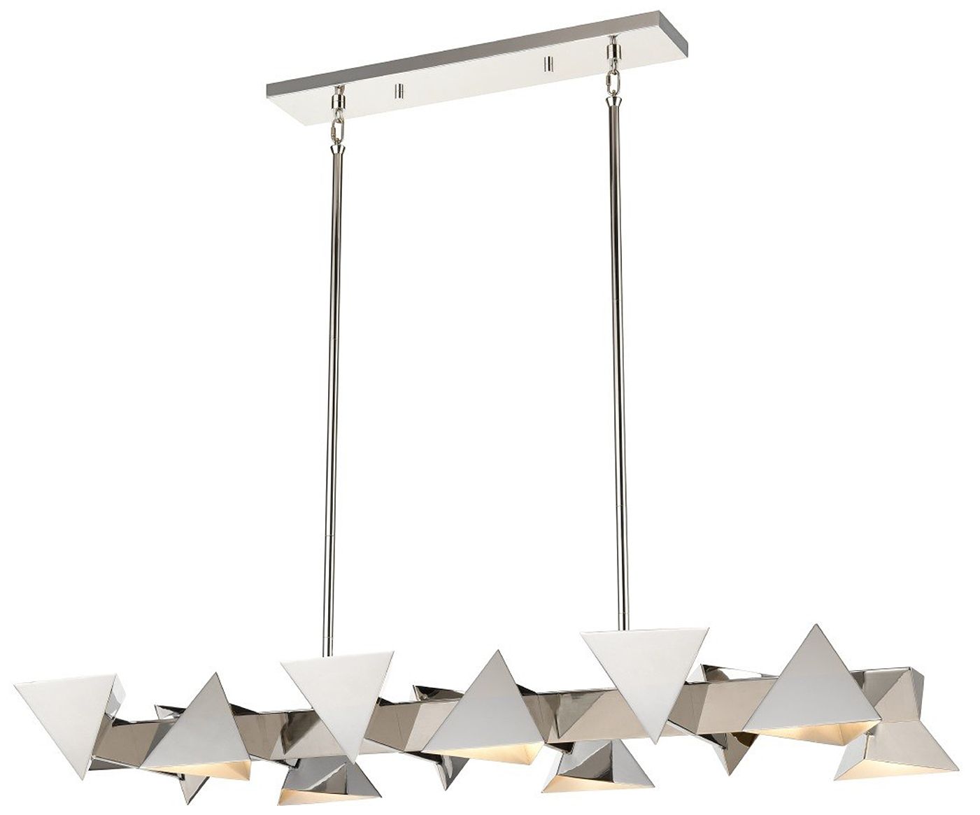 Avante 12-Light Geometric Triangular Polished Nickel Linear Pendant