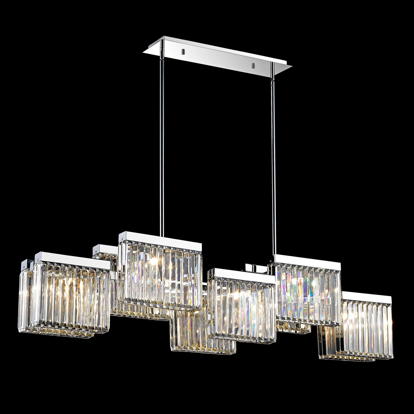 Avenue Broadway 57"W Nickel Kitchen Island Light Chandelier