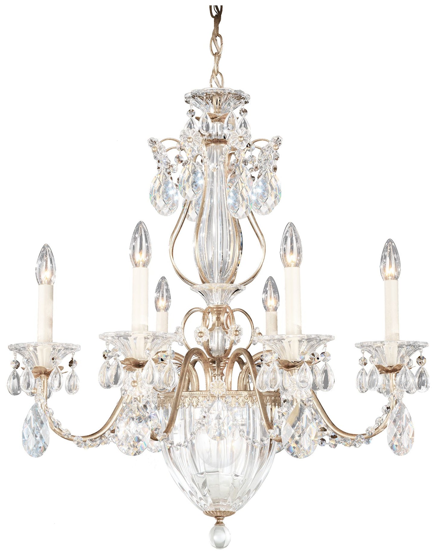 Bagatelle 22.5"H x 21"W 7-Light Crystal Chandelier in Antique Sil