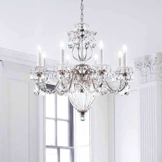 Bagatelle 24.5"H x 26.5"W 11-Light Crystal Chandelier in Antique