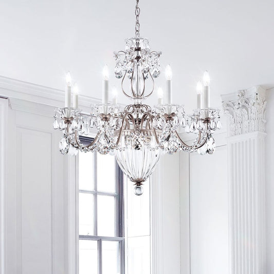 Bagatelle 24.5"H x 26.5"W 11-Light Crystal Chandelier in Silver