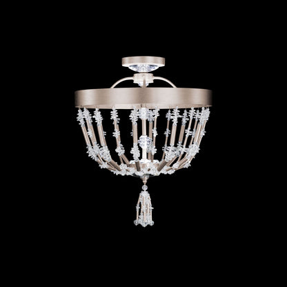 Bali 16" Wide Antique Silver Clear Crystal 1-Lt Semi-Flush Mt