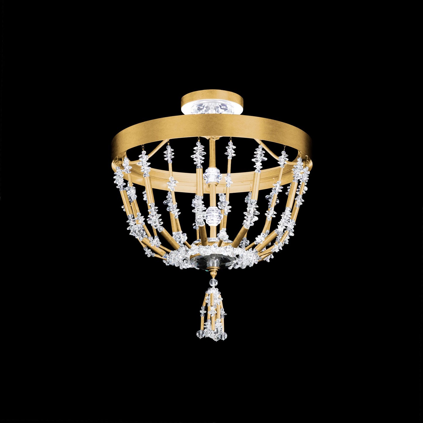 Bali 16" Wide Heirloom Gold Clear Crystal 1-Light Semi-Flush Mount