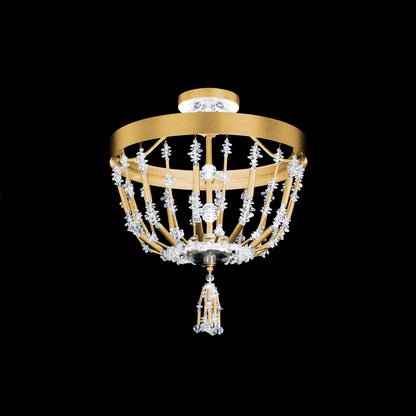 Bali 16" Wide Heirloom Gold Clear Crystal 1-Light Semi-Flush Mount