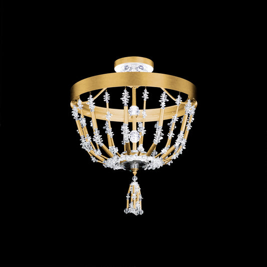 Bali 16" Wide Heirloom Gold Clear Crystal 1-Light Semi-Flush Mount