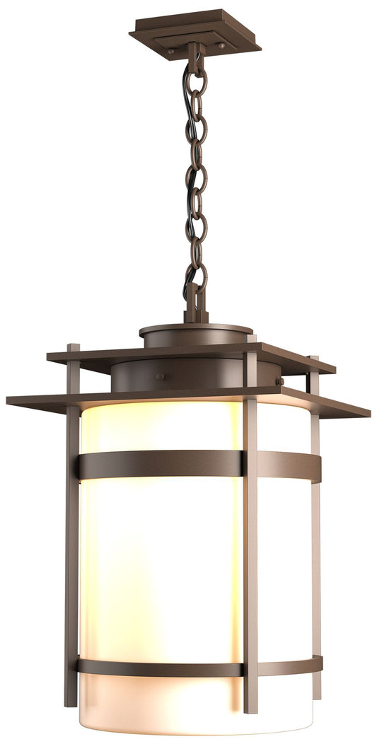 Banded Large Outdoor Fixture - Bronze Finish - Opal Glass