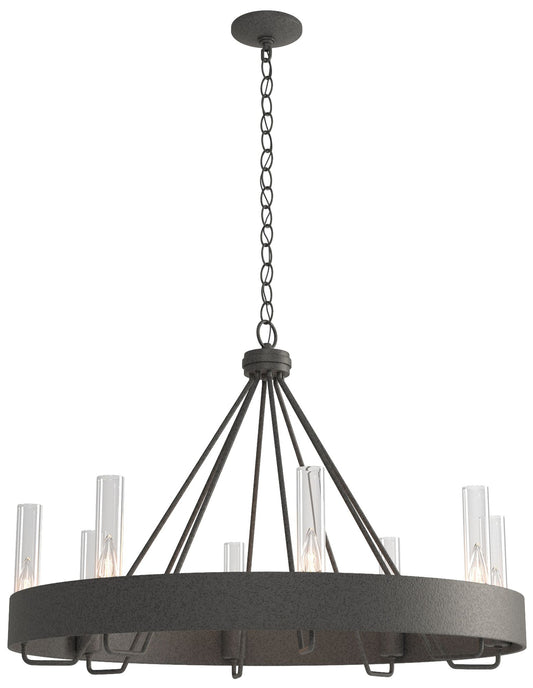 Banded Ring 32" Wide Natural Iron Chandelier With Clear Glass Shade