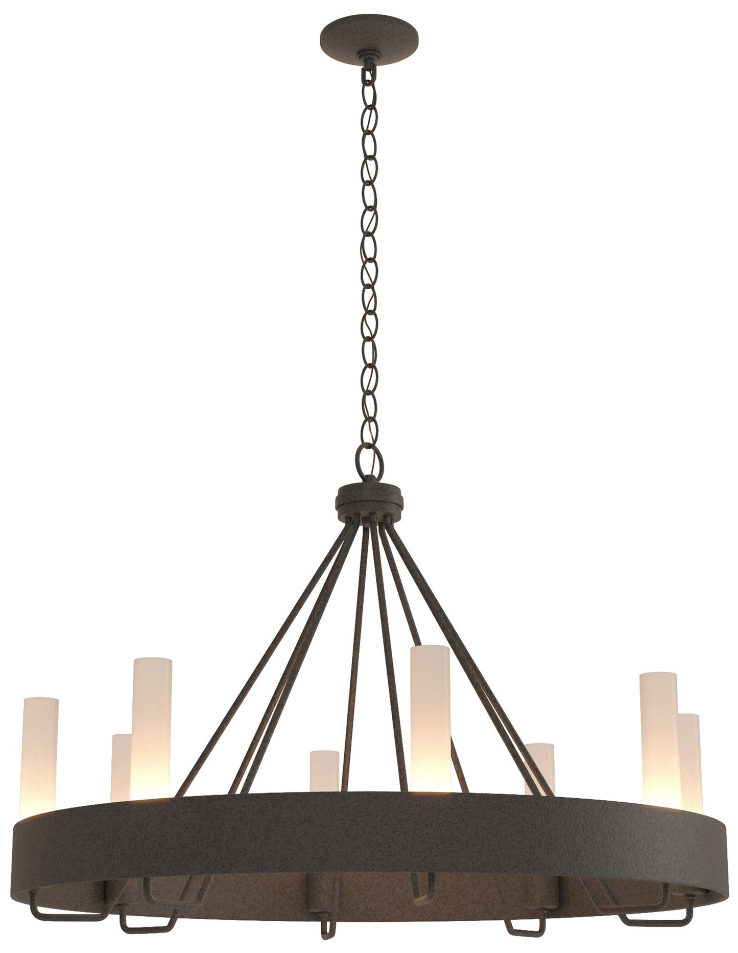 Banded Ring 32" Wide Natural Iron Chandelier With Frosted Glass Shade