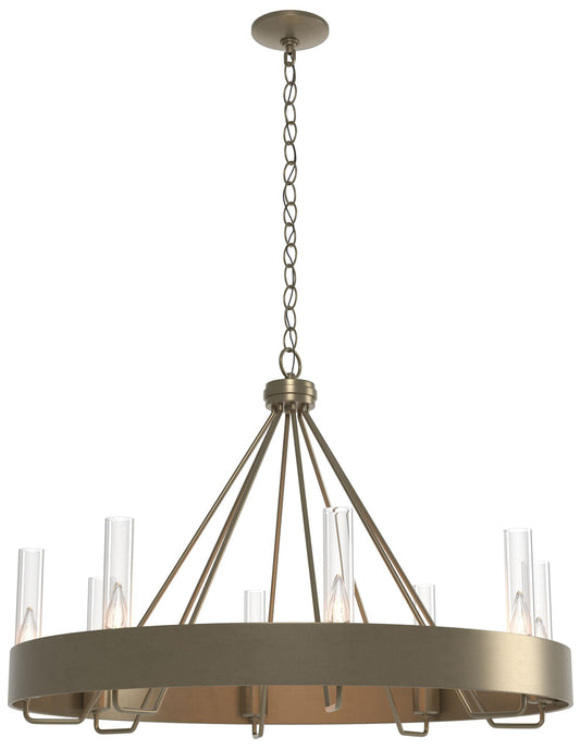 Banded Ring 32" Wide Soft Gold Chandelier With Clear Glass Shade