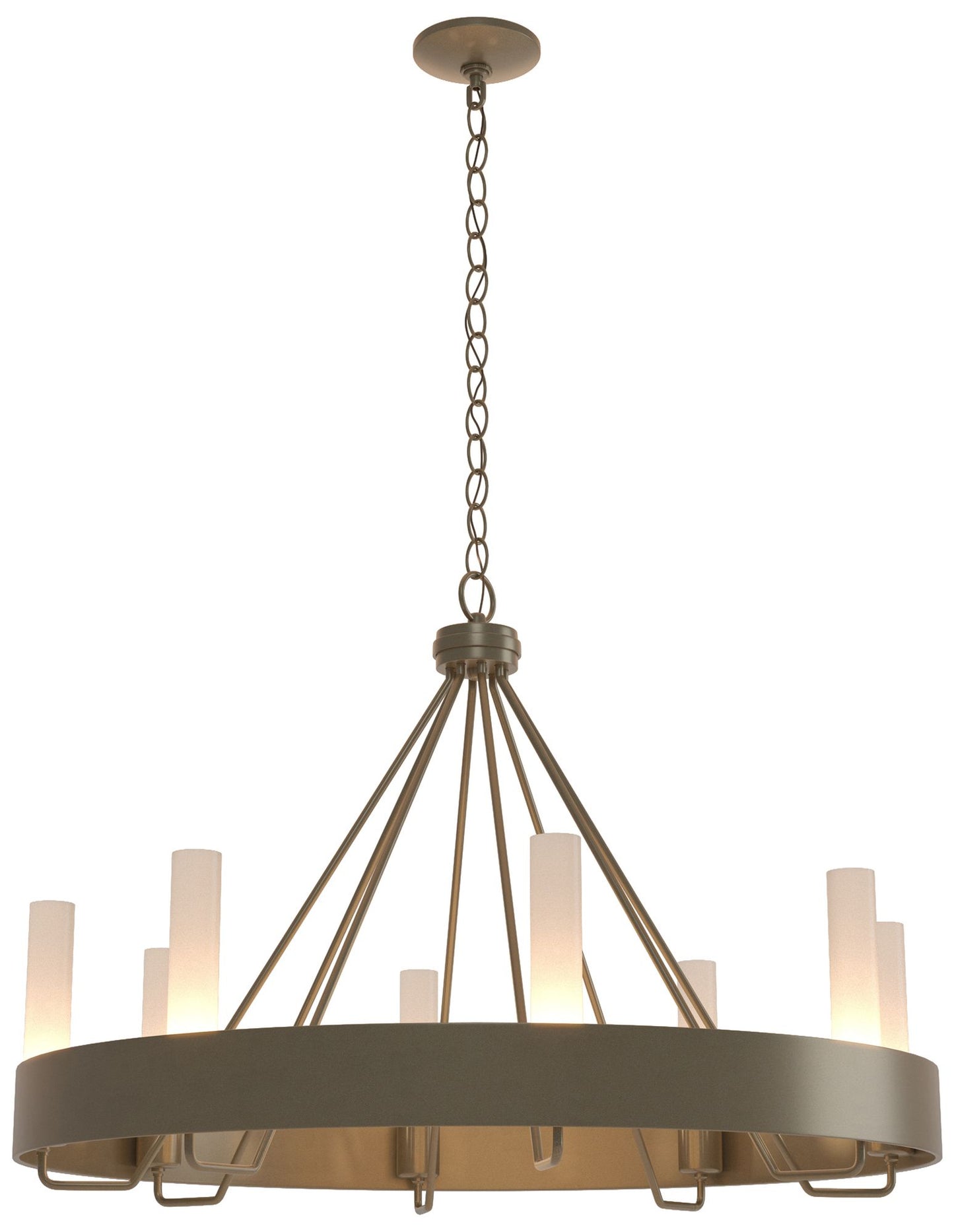 Banded Ring 32" Wide Soft Gold Chandelier With Frosted Glass Shade