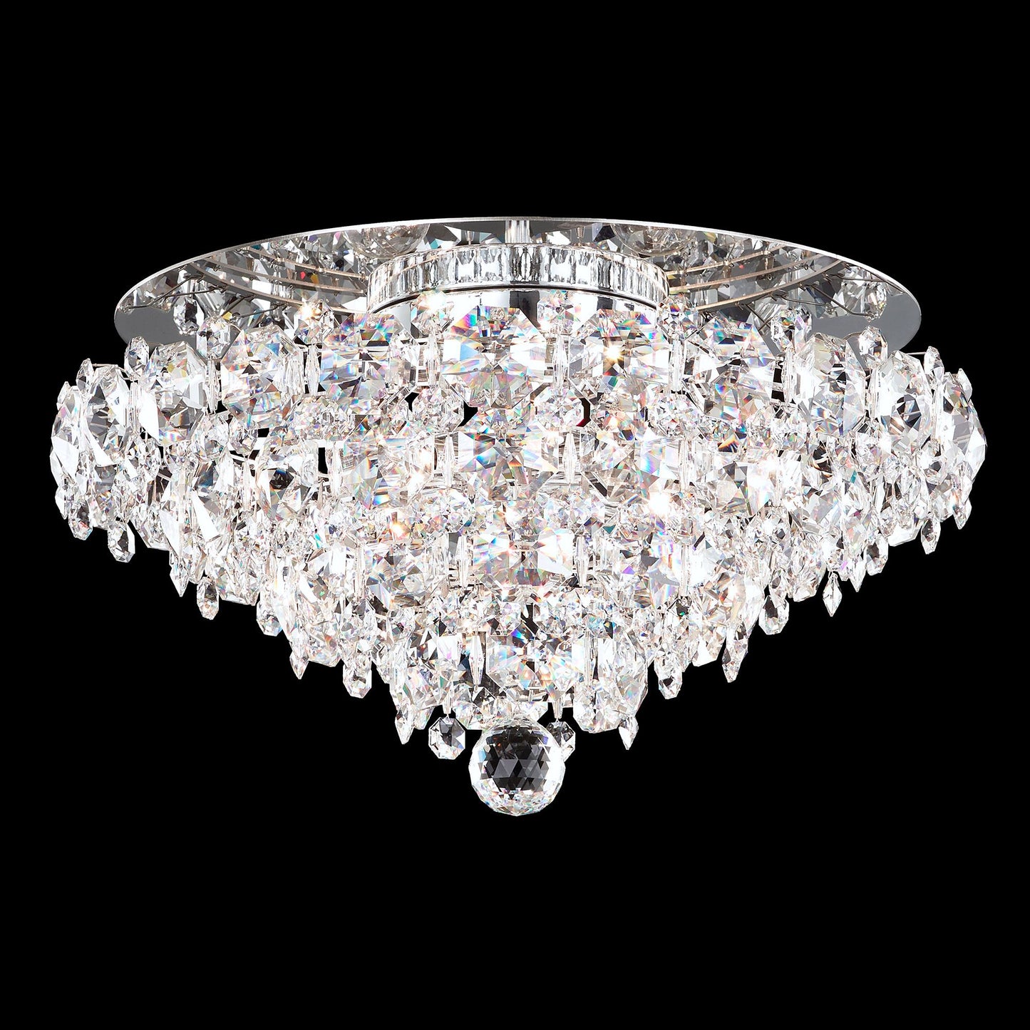 Baronet 11"H x 19"W 4-Light Crystal Flush Mount in Polished Stain