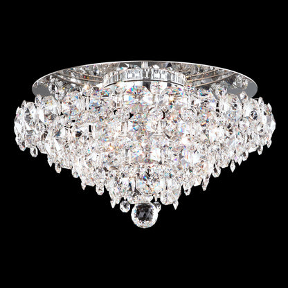 Baronet 11"H x 19"W 4-Light Crystal Flush Mount in Polished Stain