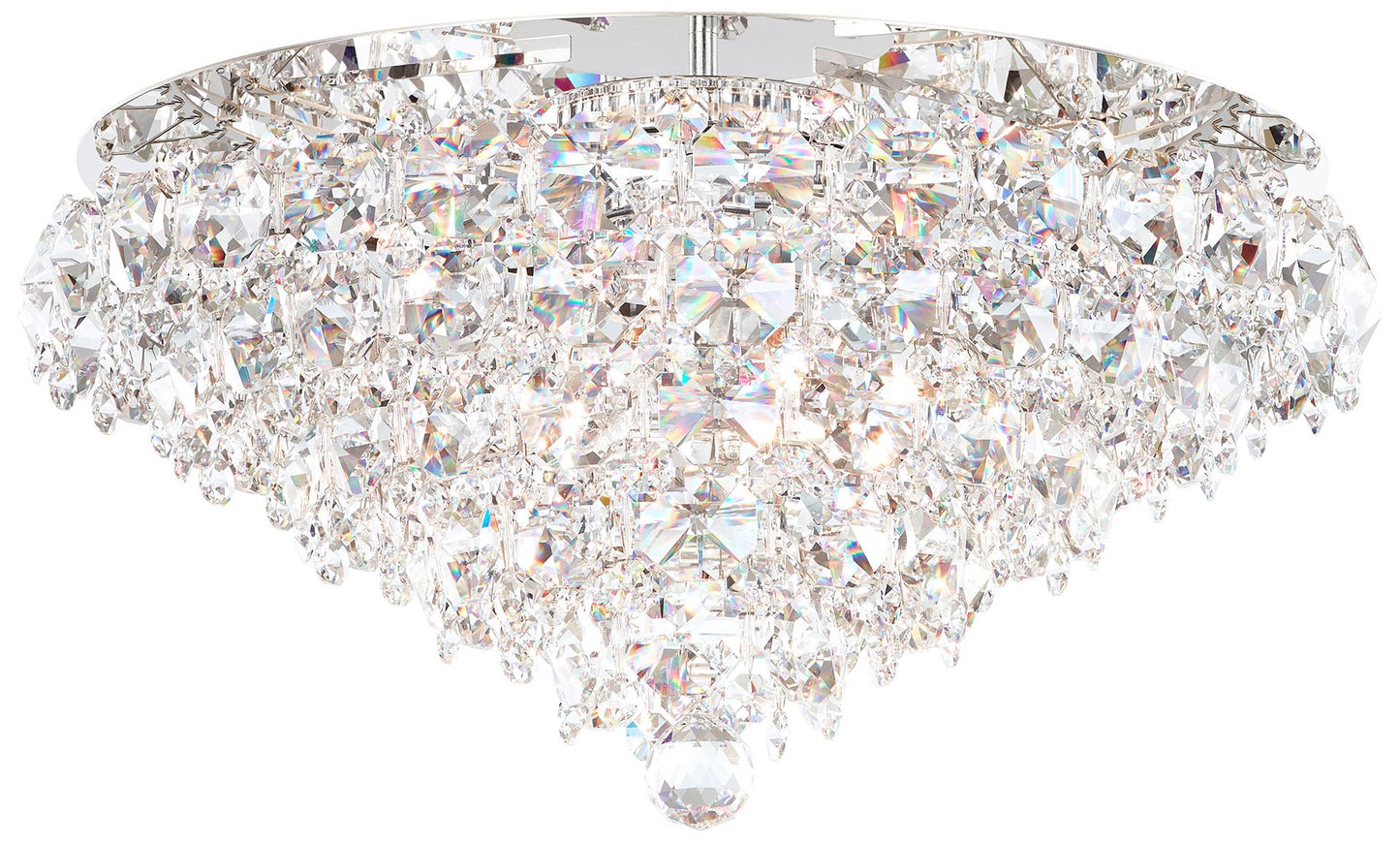 Baronet 12"H x 24"W 6-Light Crystal Flush Mount in Polished Stain