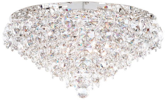 Baronet 12"H x 24"W 6-Light Crystal Flush Mount in Polished Stain