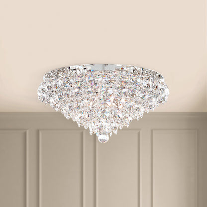 Baronet 12"H x 24"W 6-Light Crystal Flush Mount in Polished Stain