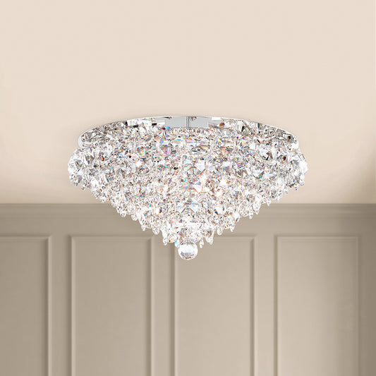 Baronet 12"H x 24"W 6-Light Crystal Flush Mount in Polished Stain
