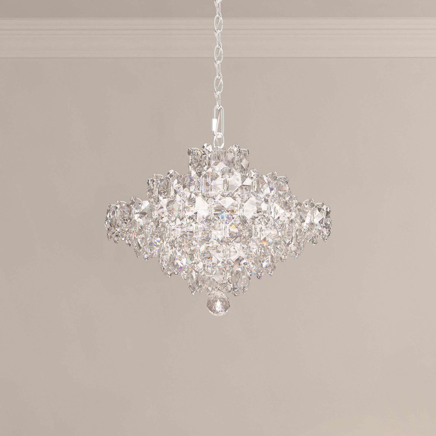 Baronet 15"H x 19"W 8-Light Crystal Pendant in Polished Stainless