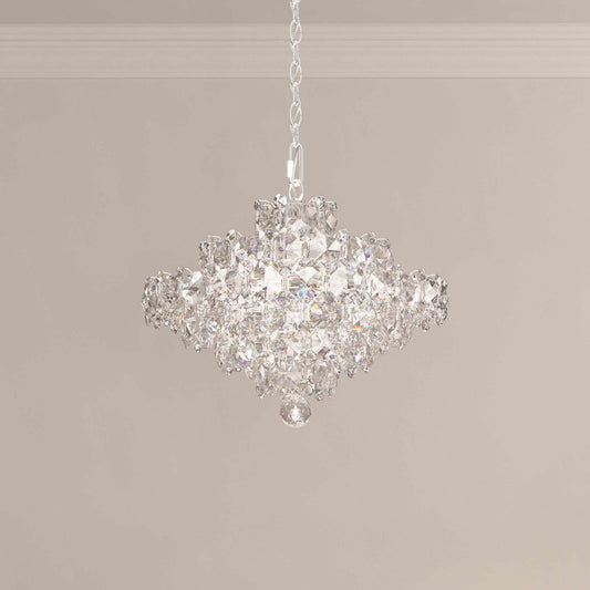 Baronet 15"H x 19"W 8-Light Crystal Pendant in Polished Stainless