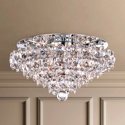 Baronet 19" Wide Stainless Steel Clear Crystal 4-Light Flush Mount