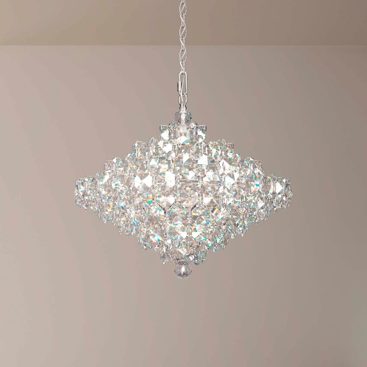 Baronet 20"H x 24"W 12-Light Crystal Pendant in Polished Stainles