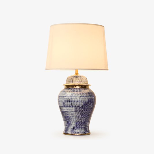 Indigo Dot Patterned Ceramic Table Lamp
