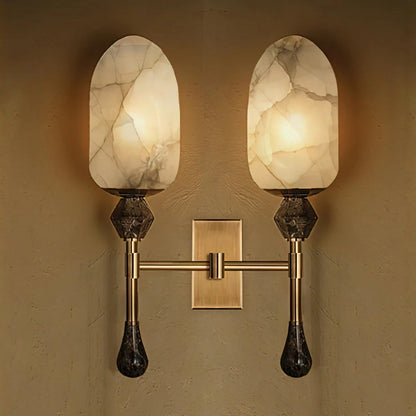 Alabaster Obelisk Double Alabaster Sconce