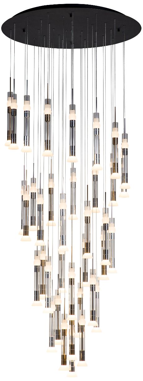 Beam 39.4" Brushed Gold/Brushed Aluminum/Saint Dark Gray Chandelier