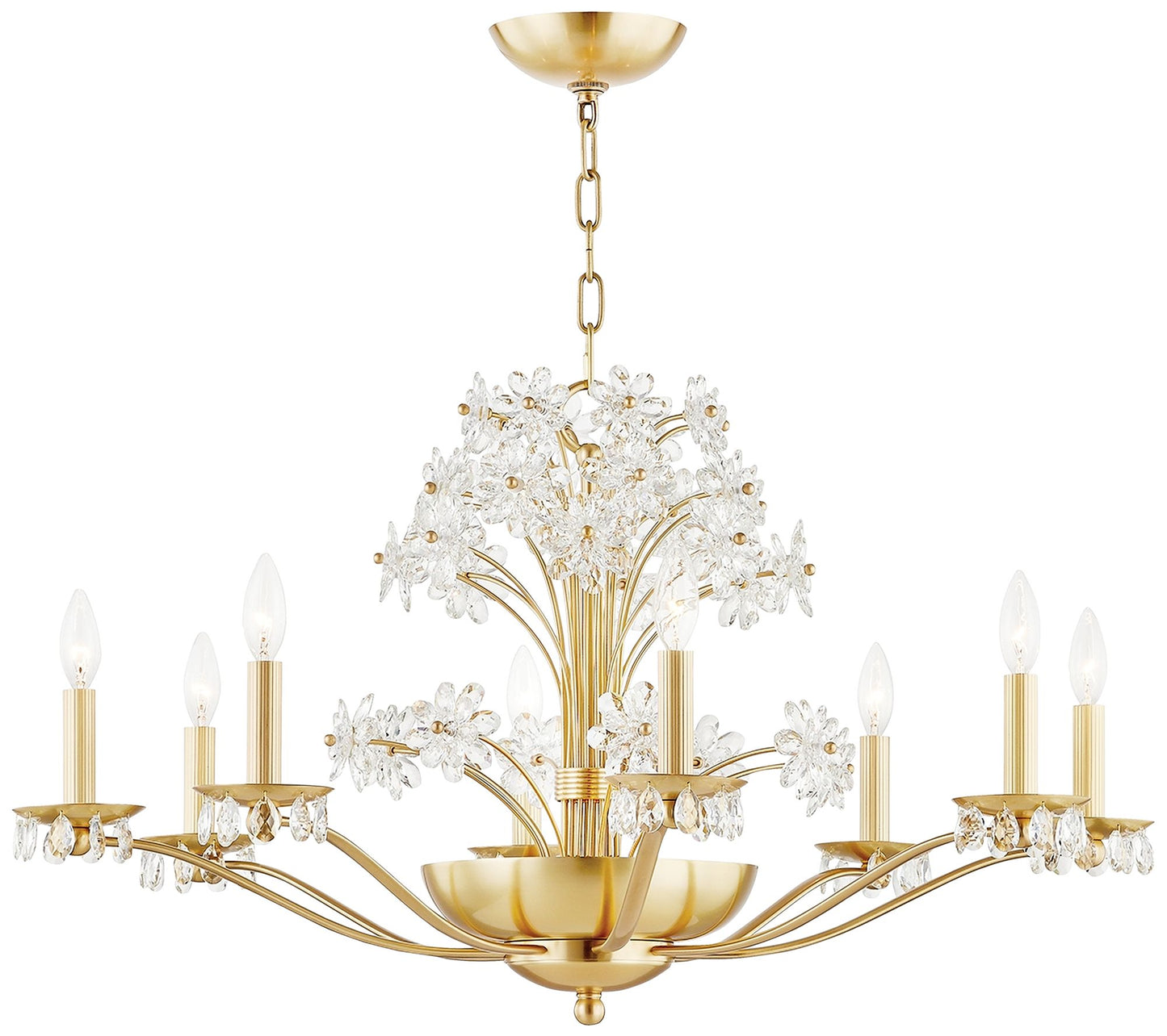 Beaumont 10-Light Aged Brass Chandelier with Clear Shade