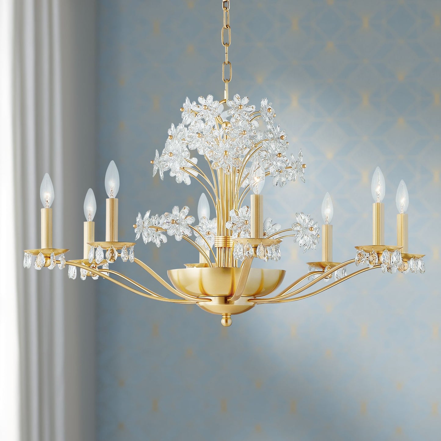 Beaumont 10-Light Aged Brass Chandelier with Clear Shade