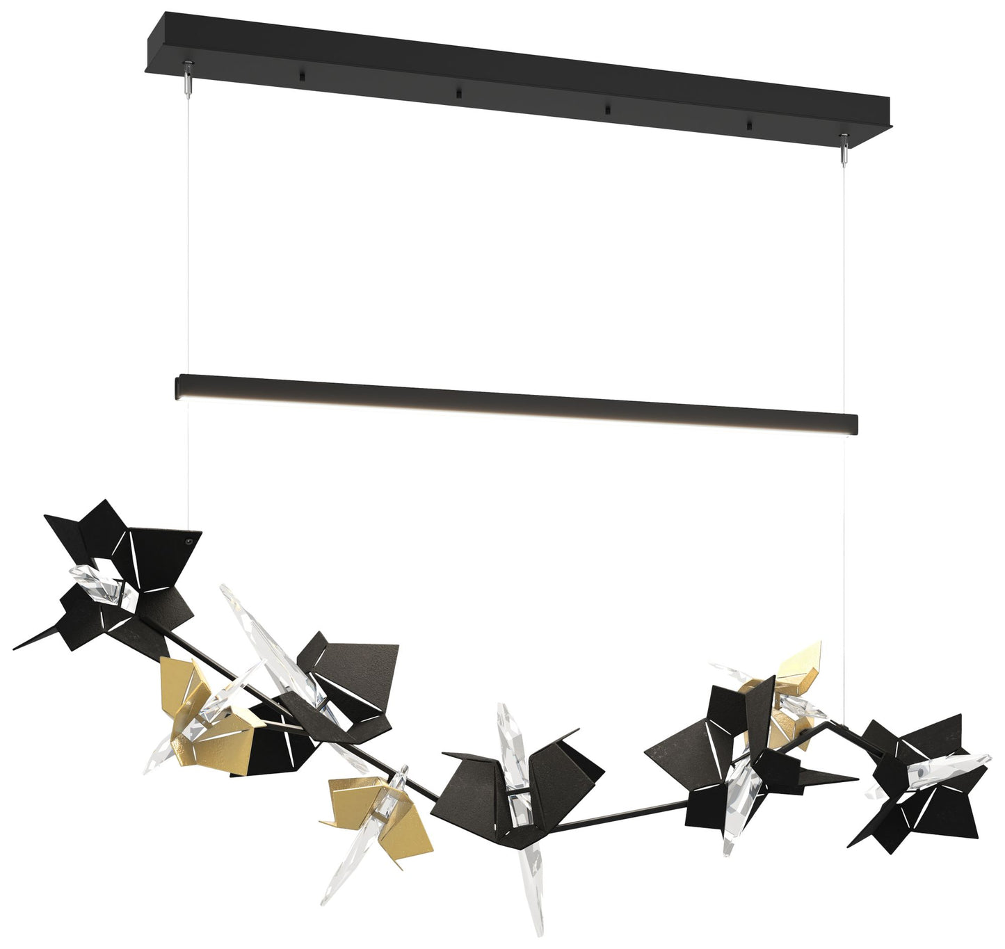 Belladonna 50.3"W Modern Brass Accented Black Standard LED Pendant