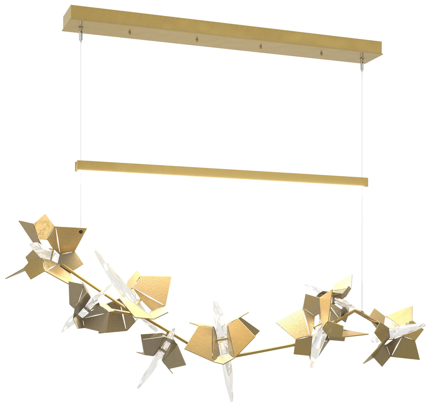 Belladonna 50.3"W Soft Gold Accented Modern Brass Standard LED Pendant