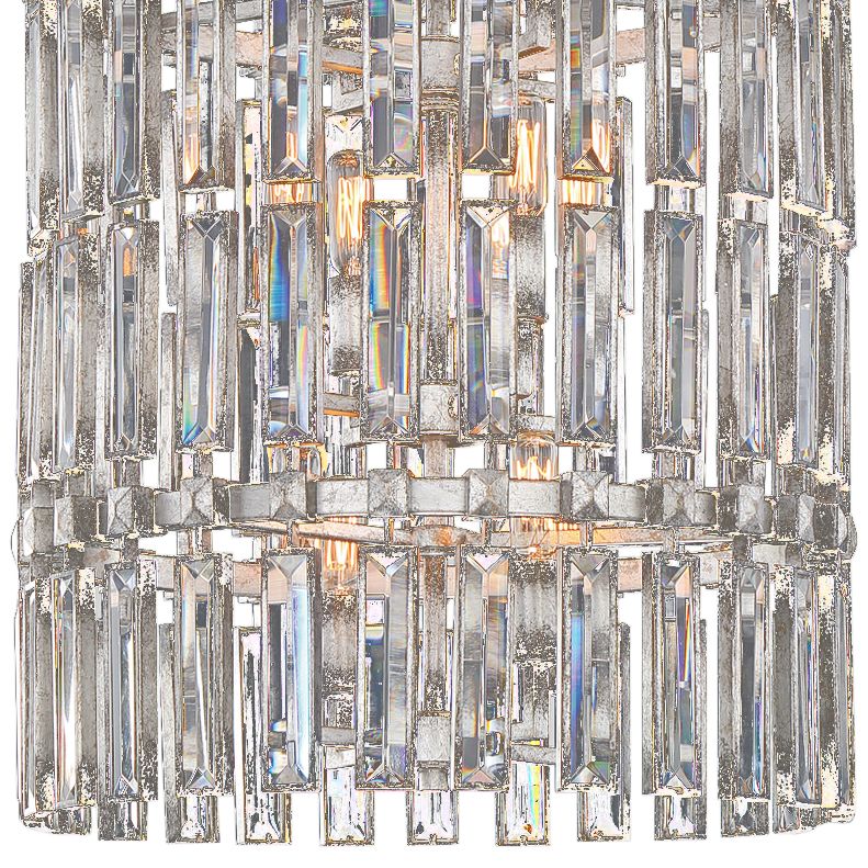 Belle Aurore 17"W Silver Leaf Crystal Foyer Pendant Light