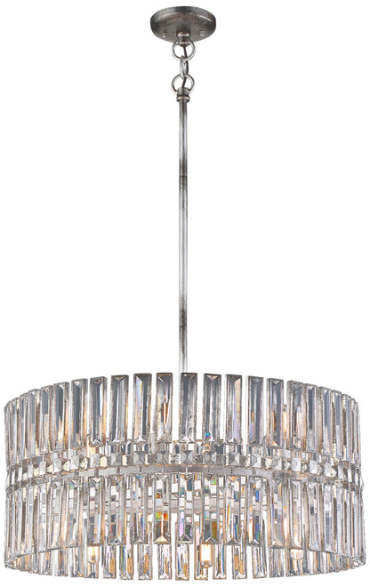 Belle Aurore 26 1/4"W Silver Leaf Crystal Drum Pendant Light