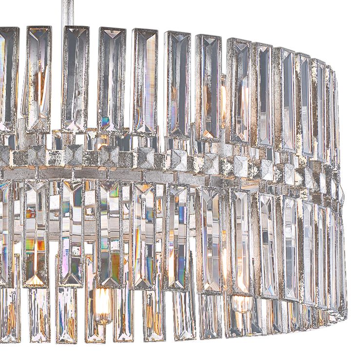 Belle Aurore 26 1/4"W Silver Leaf Crystal Drum Pendant Light