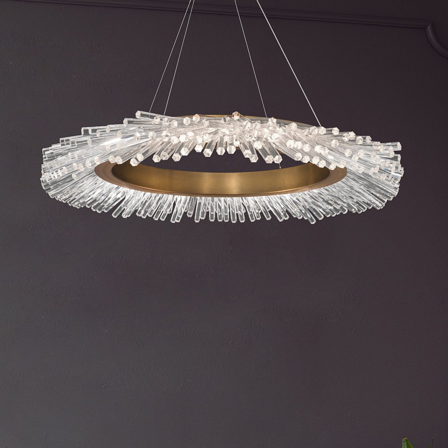 Benediction 38 1/4"W Aged Brass Crystals LED Pendant Light