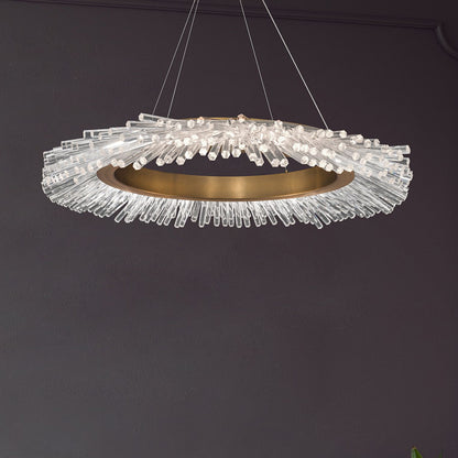 Benediction 38 1/4"W Aged Brass Crystals LED Pendant Light