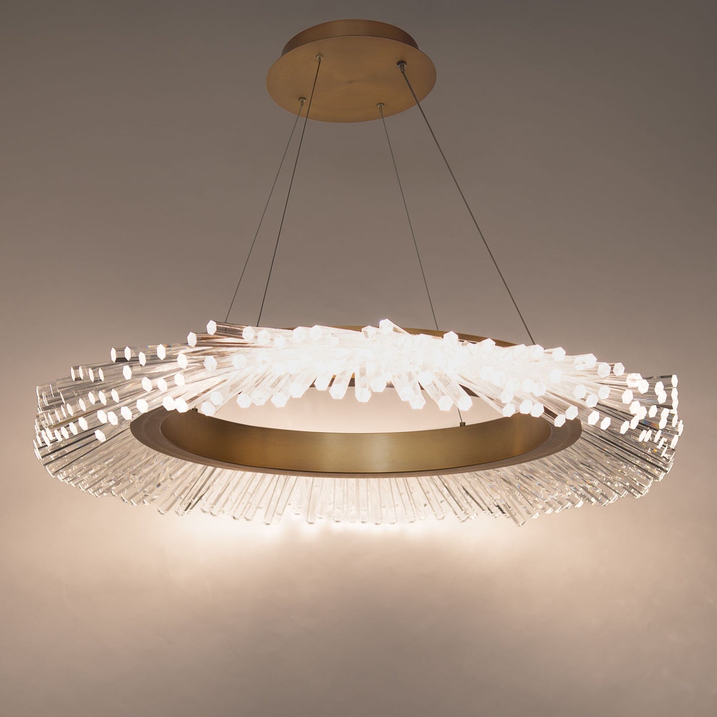 Benediction 38 1/4"W Aged Brass Crystals LED Pendant Light