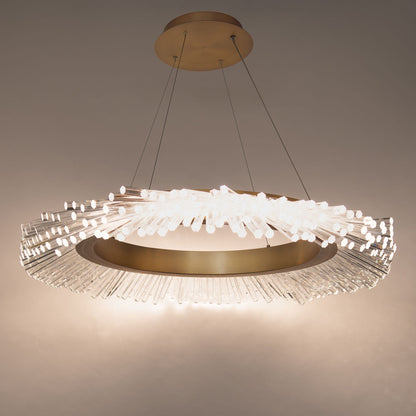 Benediction 38 1/4"W Aged Brass Crystals LED Pendant Light