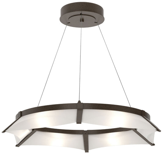 Bento 32.8"W Bronze Standard LED Pendant With Spun Frost Shade