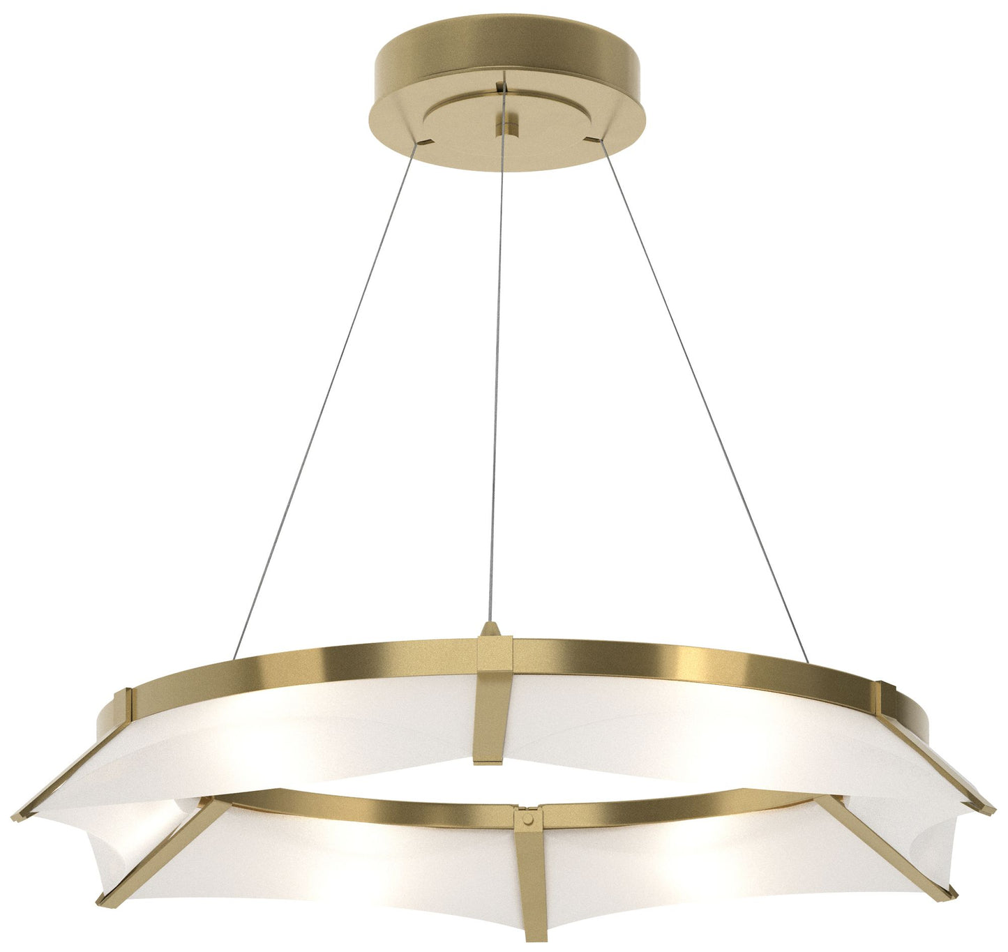 Bento 32.8"W Modern Brass Standard LED Pendant w/ Spun Frost Shade