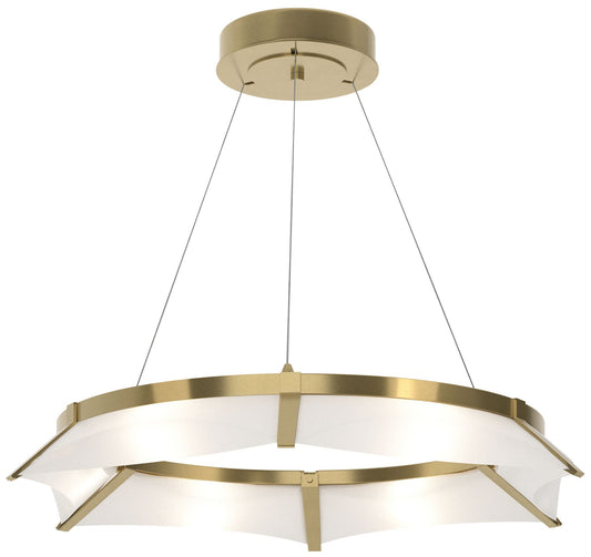 Bento 32.8"W Modern Brass Standard LED Pendant w/ Spun Frost Shade