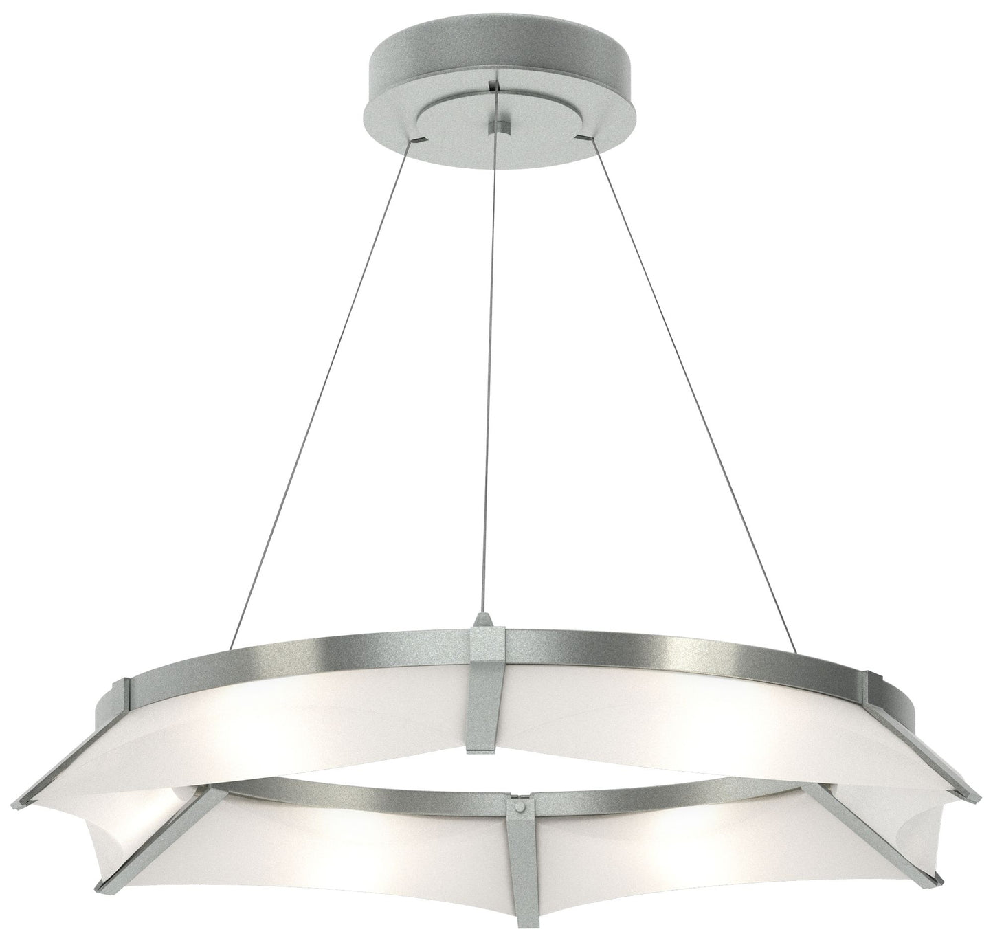 Bento 32.8"W Vintage Platinum Standard LED Pendant w/ Spun Frost Shade