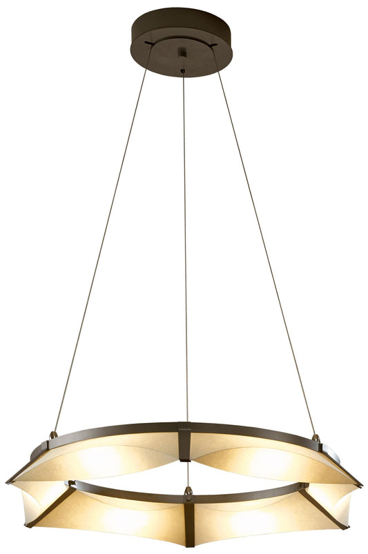 Bento LED Pendant  - Dark Smoke Finish - Spun Frost Shade - Standard Height